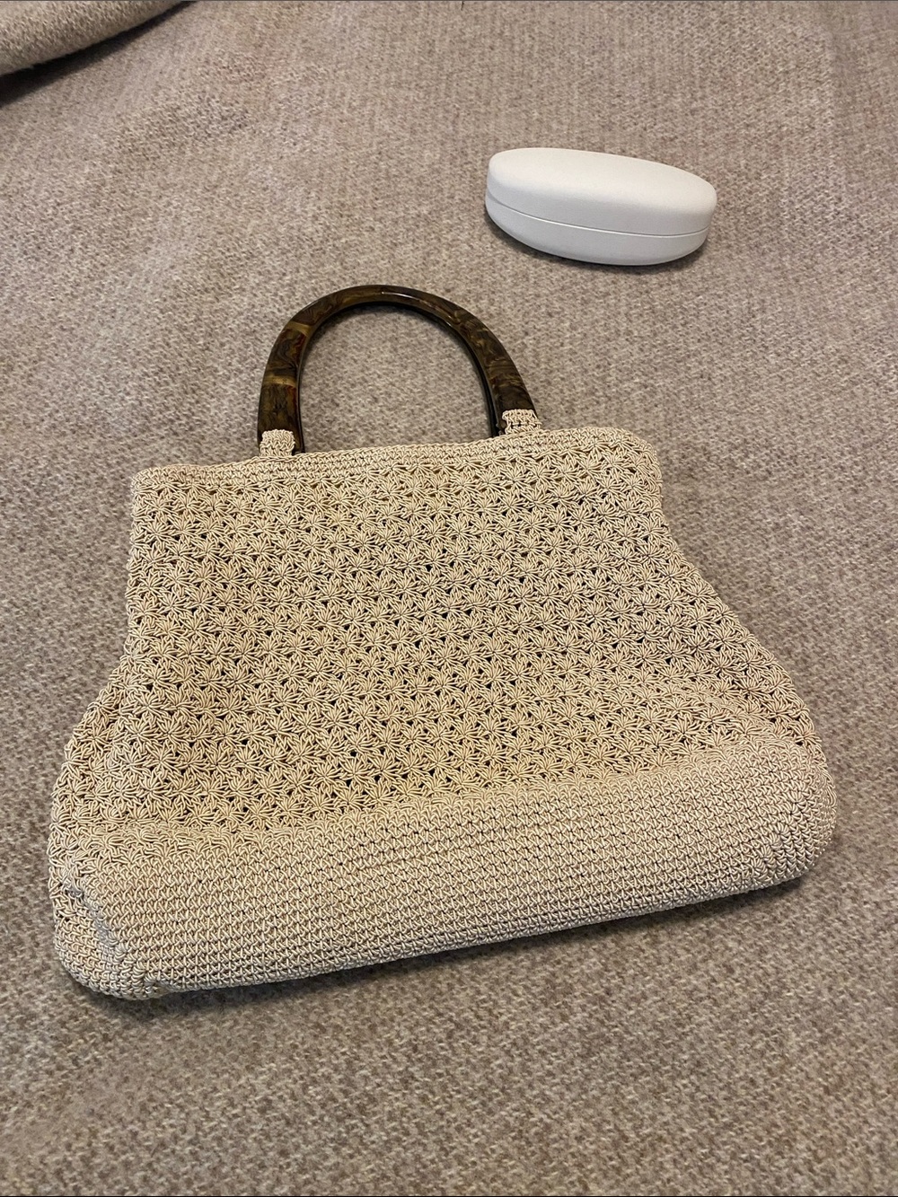 Liz Claiborne Cream Woven Shoulder Bag  Woven Straw Tote